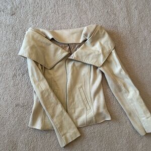 BCBG vintage cream leather jacket